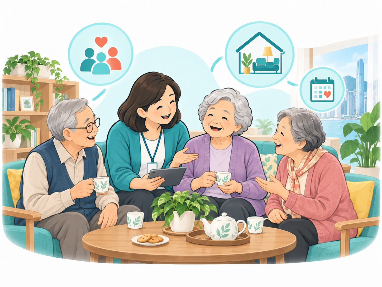 社區居民在共享空間活動