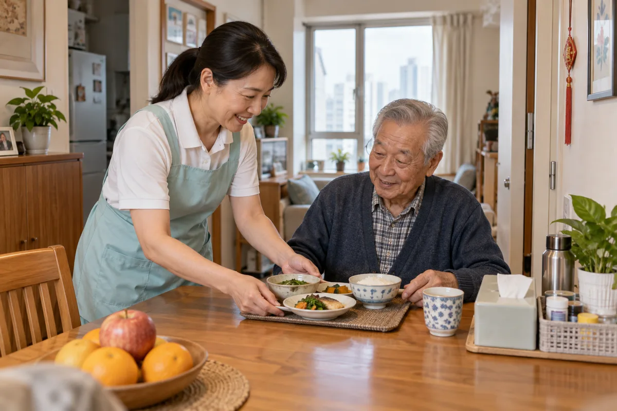 上門照顧員為長者準備膳食